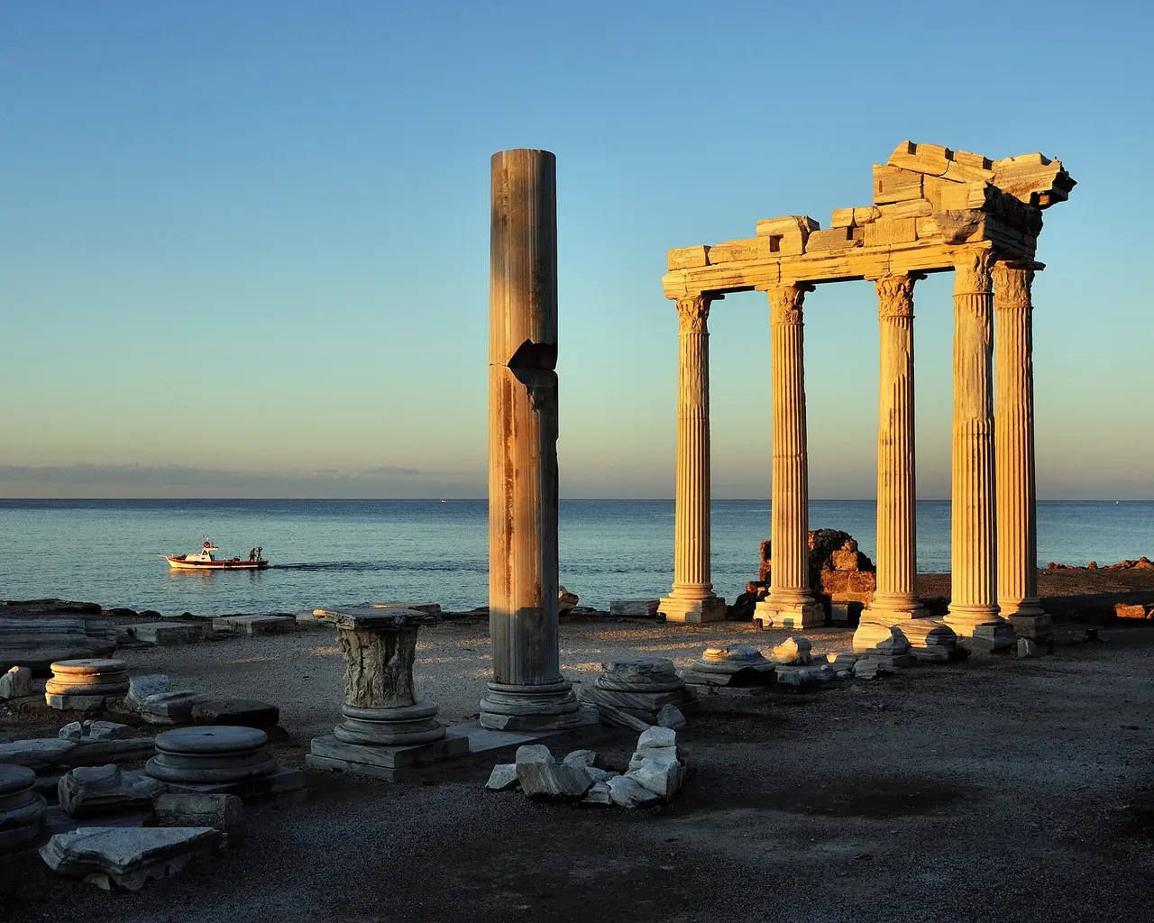 The Temple of Apollo at Side at sunset